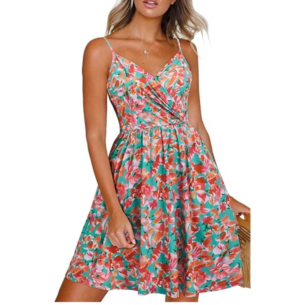 Women's Floral Spaghetti Strap Dress new nwt summer spring vacation boho